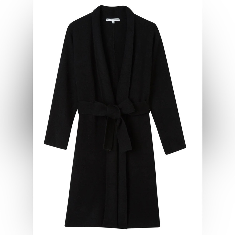The Cashmere Project 100% cashmere Dolman short luxe robe black NWT